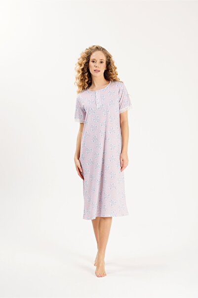 Yeni İnci Women's Button Detail Short Sleeve Nightwear