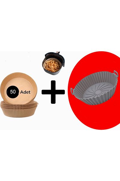TRUSTMODA Advantageous Set 50 Pieces Baking Paper & Airfryer Silicone Container Compatible with All Models BPA Free