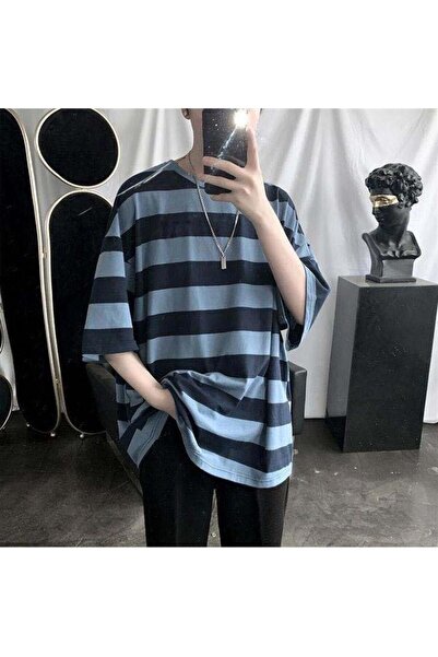 Touz Unisex Oversize T-shirt - Blunt Blunt Blue Black Striped