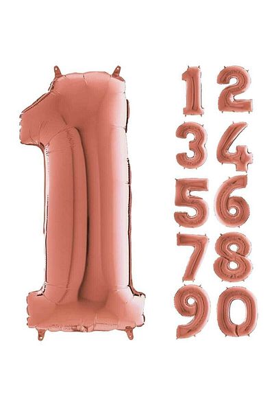 aşkın concept Rose Gold Number Foil Balloon 100 Cm Number 1