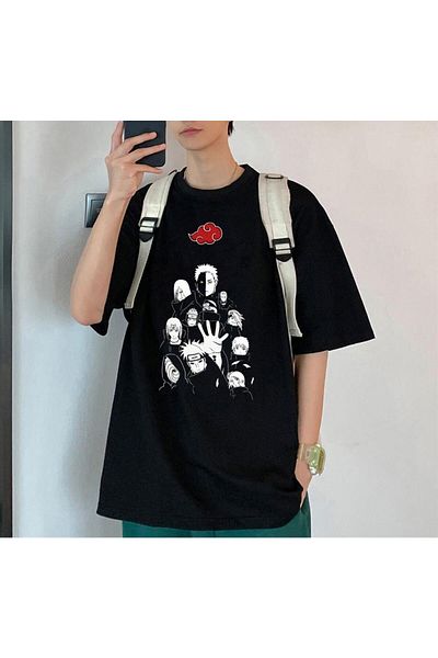 Touz Naruto Uchihas Printed - Μαύρο μπλουζάκι Unisex Oversize