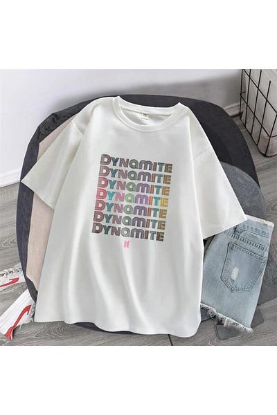 Touz Tricou alb unisex oversize - Blunt Blunt BTS Dynamite Printed