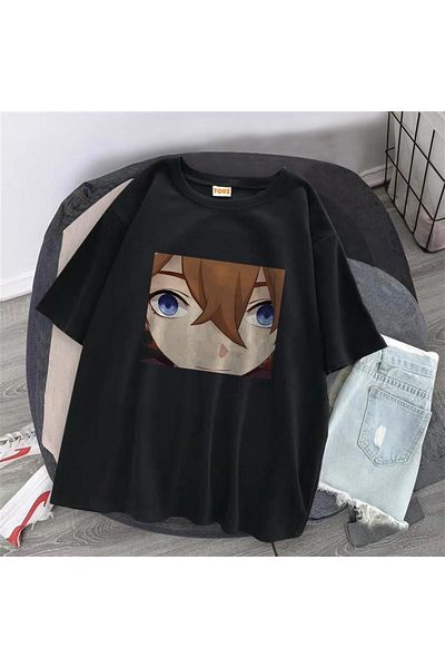 Touz Genshin Impact Black Unisex Oversize T-shirt - Blunt Blunt Design