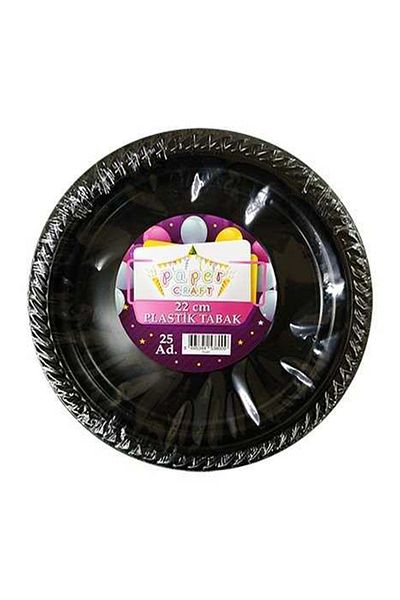 aşkın concept 25-Piece Plastic Black Plate Party Decoration Disposable Plate