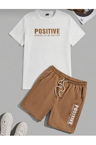 Revasser Unisex pozitivne Štampano kratke hlače T-shirt set Oversize kroj šir...