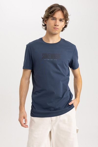 DeFacto Slim Fit Crew Neck Printed Short Sleeve T-Shirt A2645ax23sm