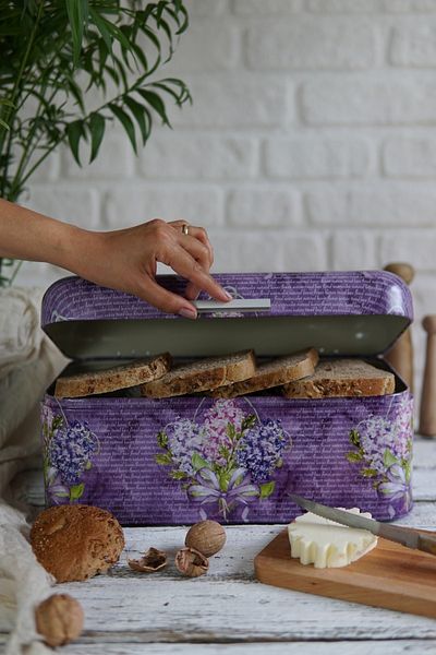 EVLE Ef061-28 Flower Purple Patterned Bread Bowl 9 Lt