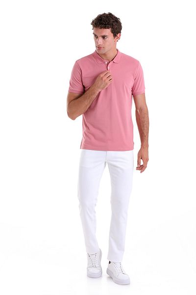 Hatemoğlu Μπλουζάκι Dusty Rose Comfort Fit Απλό 100% βαμβακερό γιακά πόλο