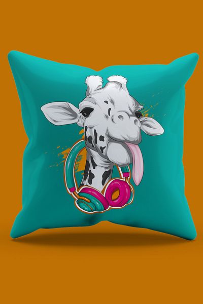 Moud's Double Sided Printed White Giraffe Patterned Suede Throw Pillow Cover - PL808