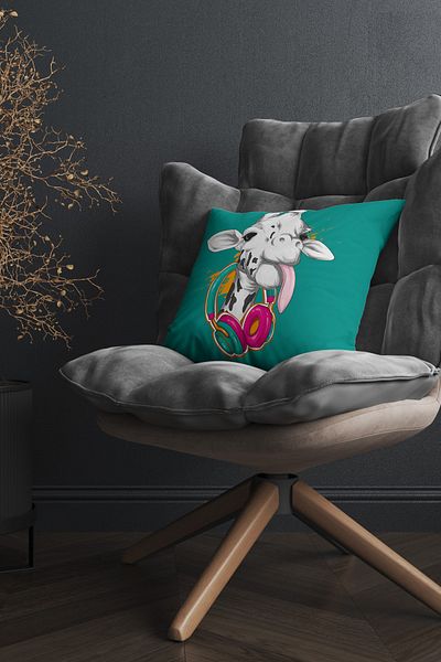 Moud's Double Sided Printed White Giraffe Patterned Suede Throw Pillow Cover - PL808