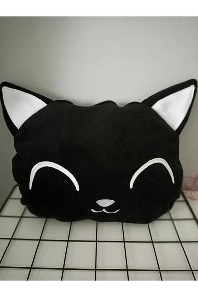 by ballı biocotton Two Cute Cat Pillow Combination Black and White