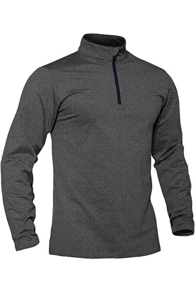 GHASSY CO. Ανδρικό μακρυμάνικο μπλουζάκι εξωτερικού χώρου για τρέξιμο που απομακρύνει την υγρασία από υπεριώδη ακτινοβολία με λεπτομέρεια