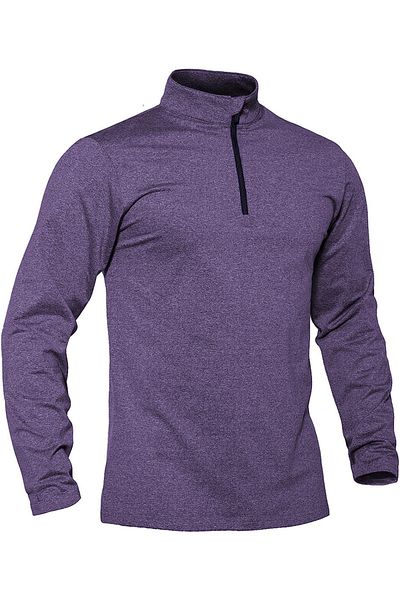 GHASSY CO. Men's Running Moisture Absorbing UV Sun Protection Fence Detailed Long Sleeve Outdoor Tshirt