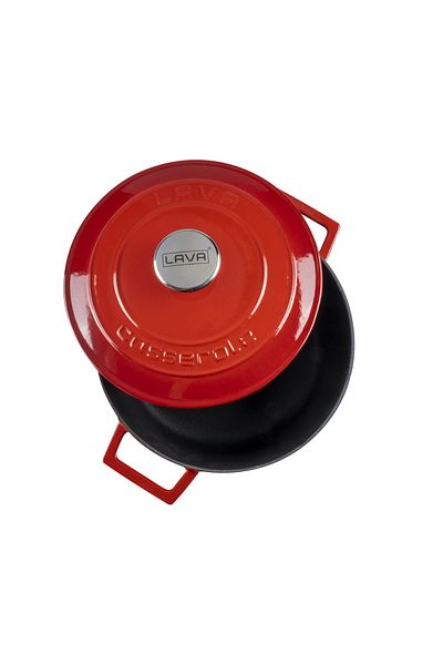 Lava Folk Lid Round Cast Iron Pot 24 Cm Red