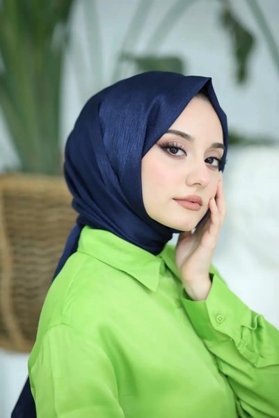 ALLURİNG THE BETTER ONE Şehr-i Shawl Tree Bark Patterned Shawl 80x190- Navy Blue