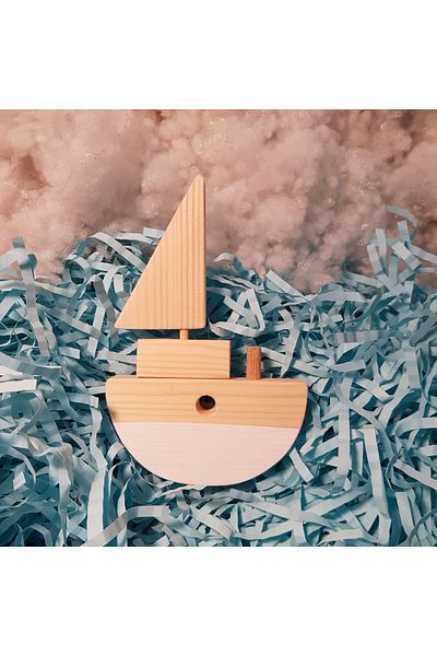 aswood Handmade Wooden Toy Baby Ship Developing Imagination Gift Toy for Kids