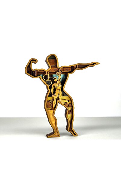 Rotaa Ahşap Mdf Çok Katmanlı Fitness Temalı Atlet Dekoratif Obje