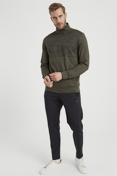 DYNAMO Men's Khaki Diving Fabric Tracksuit Set with Print Detail on the Front