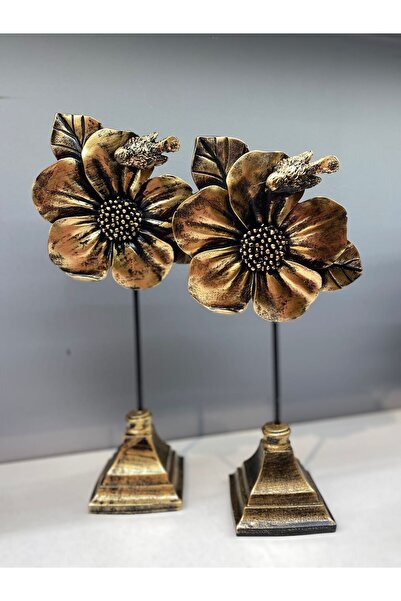 Peramari Dekoratif Polyester Ikili Çiçek Aksesuar Gold Eskitme