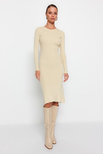 Trendyol Collection Stone Midi Knitwear Crew Neck Φόρεμα TWOAW23EL00023