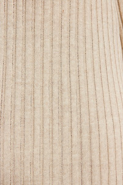 Trendyol Collection Stone Midi kötöttáru V-nyakú ruha TWOAW24EL00066