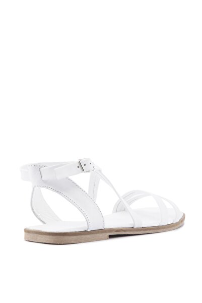 Sole Sisters Genuine Leather Flat Sandals White - Dalyan