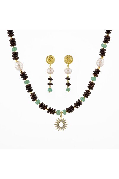 OSMANLI DOĞAL TAŞ Hindistan Cevizi Kabuğu-Yeşil Aventurin-İnci Doğal Taş Gümü...