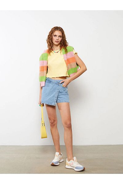 MAKRAS EXCLUSIVE Fustă de damă, pantaloni scurți de jeans, cu talie înaltă, sezon nou