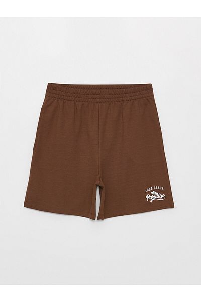 LC Waikiki Bedruckte Damen-Shorts mit bequemer Passform und elastischem Bund