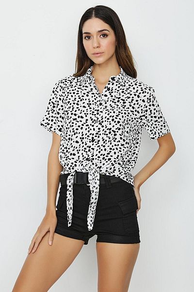 Select Moda Cămașă albă cu model dalmatian pentru femei
