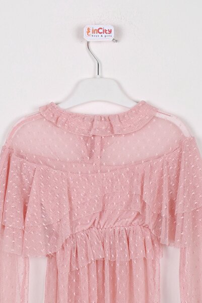 incity Κοριτσίστικη μπλούζα από τούλι με λεπτομέρειες σε σκόνη ροζ