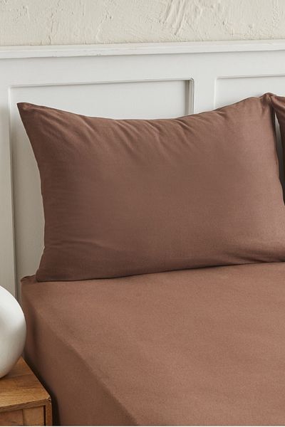 Karaca Home Motto Combed Cotton Fitted Single Bed Sheet 100x200+30 cm Brown