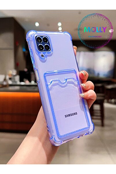 Molly Technology Samsung Galaxy M32 İçin Lila Kart Cepli Şeffaf Silikon KIlıf...