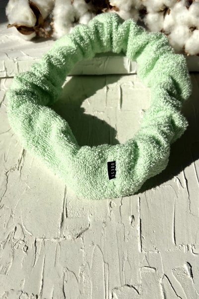 ODESE DESIGN El Yapımı %100 Pamuk Havlu Saç Bandı Fıstık Yeşili