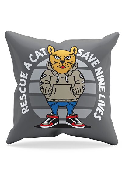 Moud's Двосторонній чохол для подушки з капюшоном із зображенням кота, виготовлений із замші - PL795