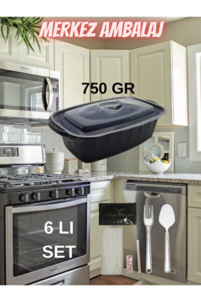 Özge Plastik Özge Sıcak Yemek Kabı Kapaklı Siyah 750 Gr. Kap + Kapak 50 Adet