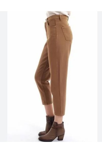 Butik Karaca Women's boyfrend mom molded summer brown pants