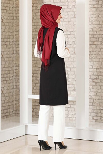 Fashion Showcase Γιλέκο με λεπτομέρεια με κουμπί μαύρο - Σχέδιο επίδειξης μόδας - FSC2038