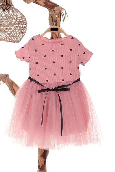 neocotton Rochie de tul trandafiriu cu imprimeu inimioare pentru fete cu vars...