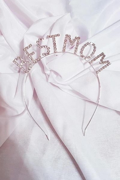 DOLUNAYSTORY Γυναικεία Κρυστάλλινη Πέτρα Best Mom Crown Hair Band, Ασημί Χρώμα Best Mom Crown 16x17 cm