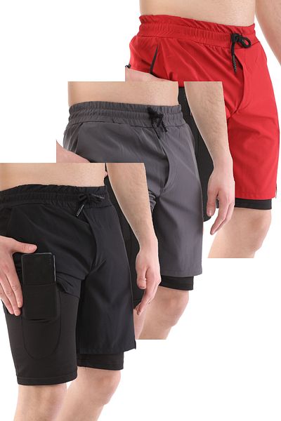 GHASSY CO. Ανδρικά 3 Πακέτα Running Quick Dry Micropoly Training Fitness Κοντό κολάν Αθλητικό σορτς
