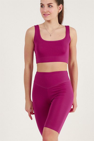 missmaral Women's Set Recovery Short Shorts Leggings And Sports Bustier Plum New Season Activewear 13070
