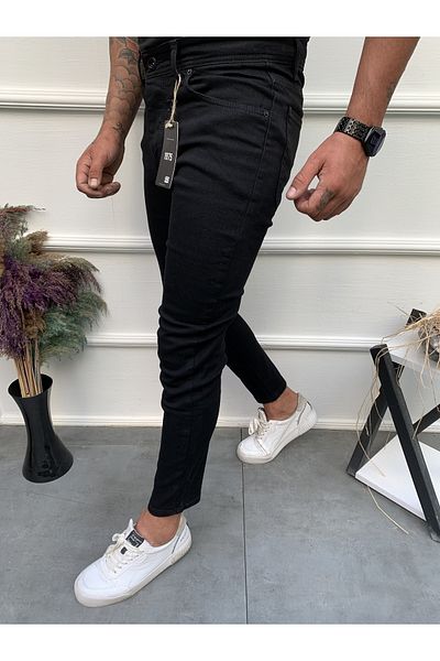 ENERJİN Ανδρικό τζιν Skinny Fit Lycra απλό μαύρο