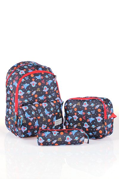 Fiyaka rlx-8640 GEANT ȘCOALA PRIMARĂ SET TRIPLU CU SUPPORT PIX CU GEANT DE ALIMENTARE STUDENT ZILNIC NEGRU