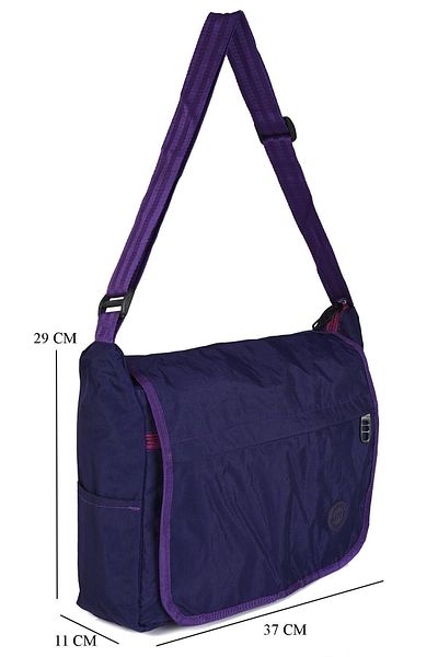 NK 1207 Model Crinkle Fabric Waterproof Messenger Bag - Navy/Purple