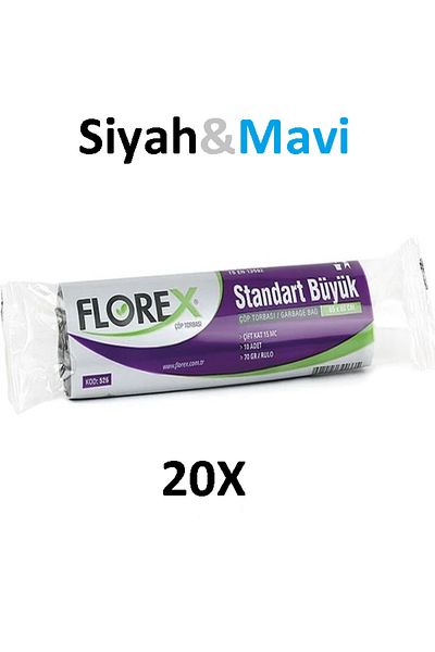 Akalın Professional Cleaning Products Akalın Florex Garbage Bag Standard Large 10*20pack (BLACK&BLUE) 20 Pack