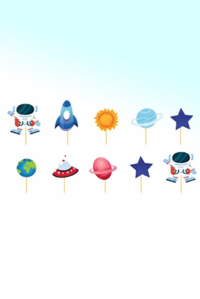aşkın concept Uzay Kürdan 10 'lu Parti Süsü Cupcake Kürdanı