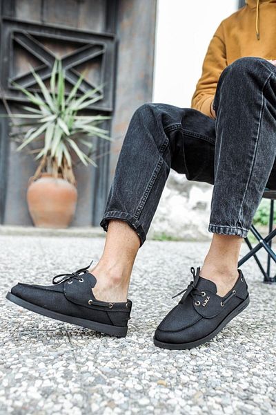 Knack Seasonal Linen Shoes 008 Black (Black Sole)