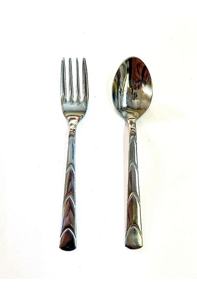 Yetkin Stainless Steel Dessert Spoon Fork 2 Mm (6 Pieces of Spoons-6 Pieces of Fork)