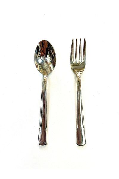 Yetkin Stainless Steel Dessert Spoon Fork 2 Mm (6 Pieces of Spoons-6 Pieces of Fork)